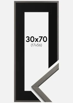 Ramme Edsbyn Grafit 30x70 cm - Passepartout Sort 18x57 cm