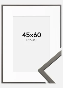 Ramme Edsbyn Grafit 45x60 cm - Passepartout Hvid 30x45 cm