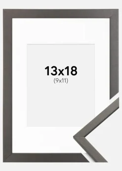 Ramme Edsbyn Grafit 13x18 cm - Passepartout Hvid 10x12 cm