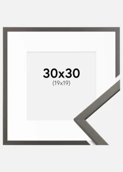 Ramme Edsbyn Grafit 30x30 cm - Passepartout Hvid 20x20 cm