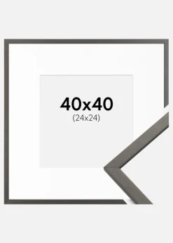 Ramme Edsbyn Grafit 40x40 cm - Passepartout Hvid 25x25 cm