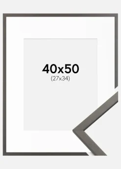 Ramme Edsbyn Grafit 40x50 cm - Passepartout Hvid 28x35 cm