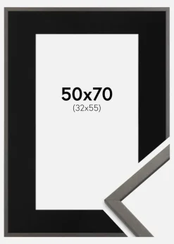 Ramme Edsbyn Grafit 50x70 cm - Passepartout Sort 33x56 cm