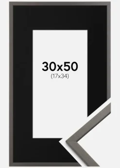 Ramme Edsbyn Grafit 30x50 cm - Passepartout Sort 18x35 cm