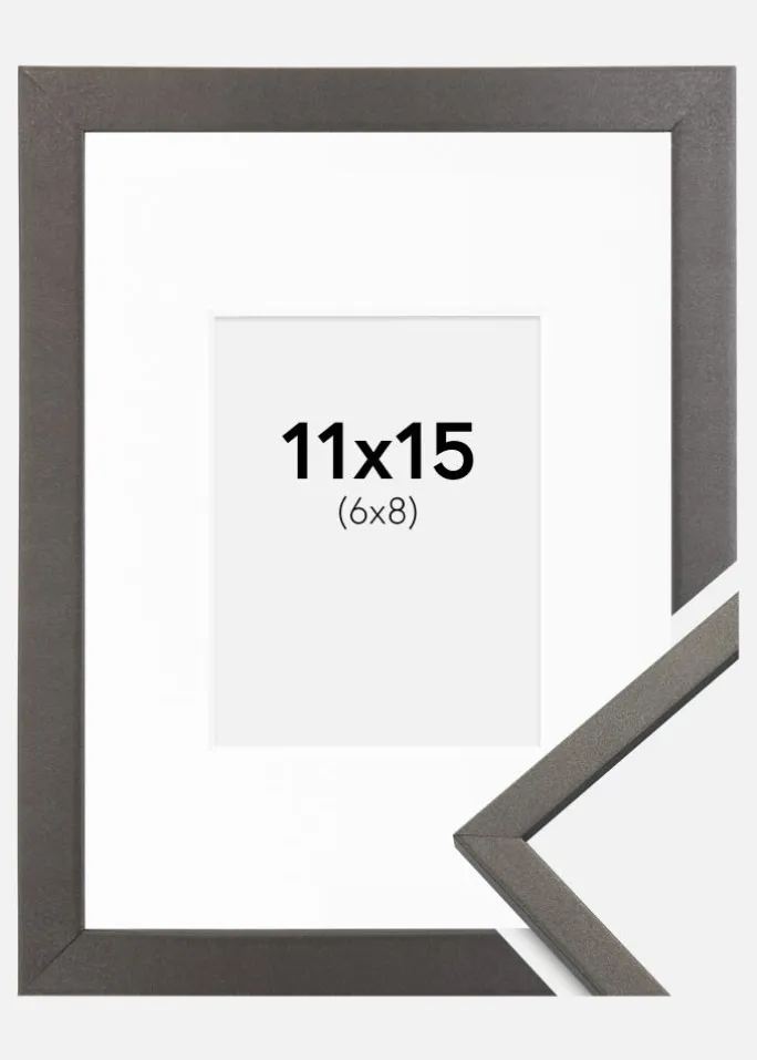 Ramme Edsbyn Grafit 11x15 cm - Passepartout Hvid 7x9 cm