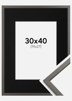 Ramme Edsbyn Grafit 30x40 cm - Passepartout Sort 20x28 cm