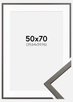 Ramme Edsbyn Grafit 50x70 cm - Passepartout Hvid 16x24 inches