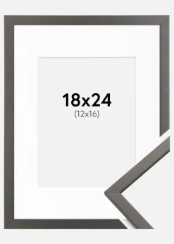 Ramme Edsbyn Grafit 18x24 cm - Passepartout Hvid 13x17 cm