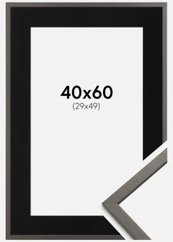 Ramme Edsbyn Grafit 40x60 cm - Passepartout Sort 30x50 cm
