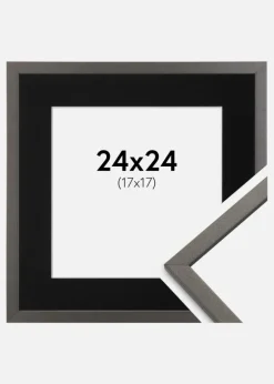 Ramme Edsbyn Grafit 24x24 cm - Passepartout Sort 18x18 cm