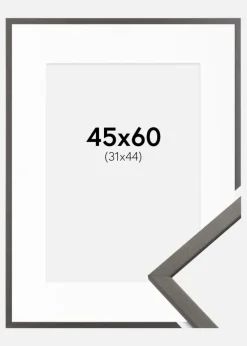 Ramme Edsbyn Grafit 45x60 cm - Passepartout Hvid 32x45 cm