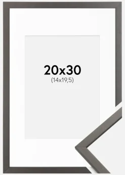 Ramme Edsbyn Grafit 20x30 cm - Passepartout Hvid 15x21 cm (A5)