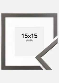 Ramme Edsbyn Grafit 15x15 cm - Passepartout Hvid 10x10 cm