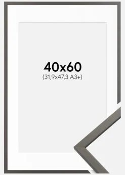 Ramme Edsbyn Grafit 40x60 cm - Passepartout Hvid 32,9x48,3 cm (A3+)