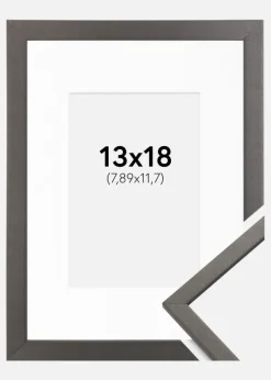 Ramme Edsbyn Grafit 13x18 cm - Passepartout Hvid 3,5x5 inches