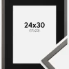 Ramme Edsbyn Grafit 24x30 cm - Passepartout Sort 18x24 cm