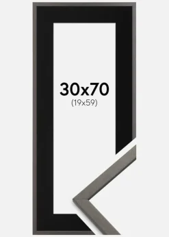 Ramme Edsbyn Grafit 30x70 cm - Passepartout Sort 20x60 cm