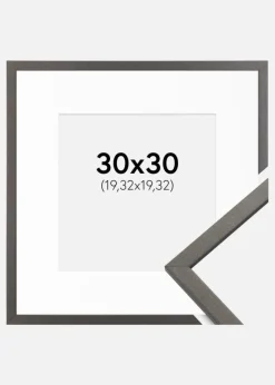Ramme Edsbyn Grafit 30x30 cm - Passepartout Hvid 8x8 inches