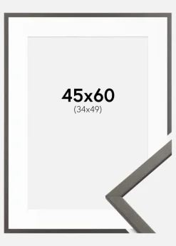Ramme Edsbyn Grafit 45x60 cm - Passepartout Hvid 35x50 cm