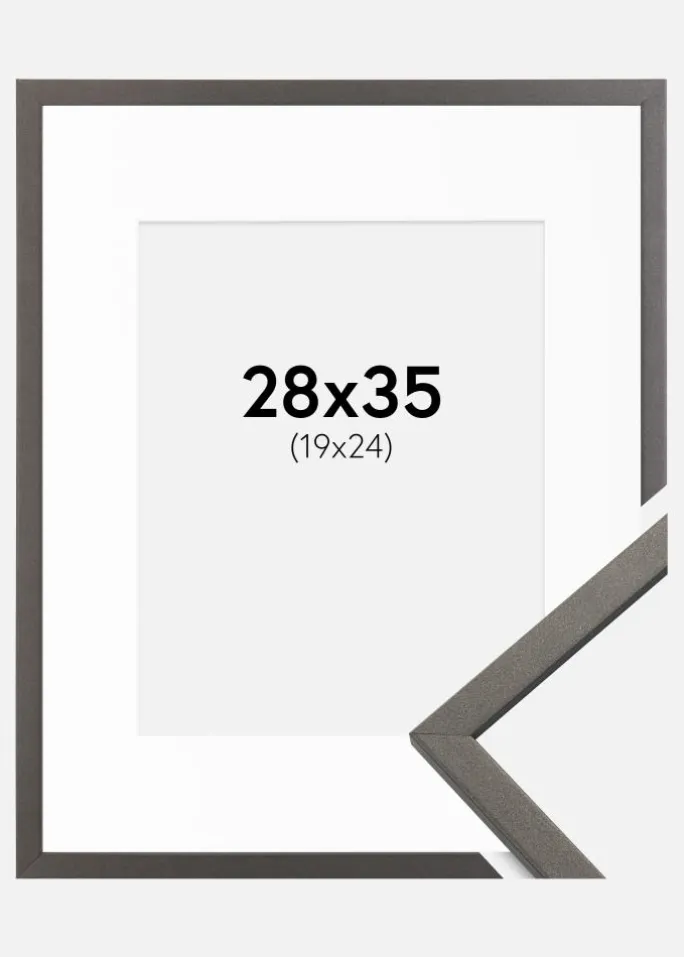 Ramme Edsbyn Grafit 28x35 cm - Passepartout Hvid 20x25 cm