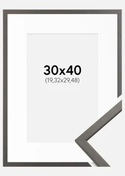 Ramme Edsbyn Grafit 30x40 cm - Passepartout Hvid 8x12 inches