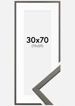 Ramme Edsbyn Grafit 30x70 cm - Passepartout Hvid 20x60 cm