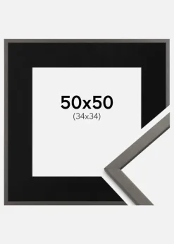 Ramme Edsbyn Grafit 50x50 cm - Passepartout Sort 35x35 cm