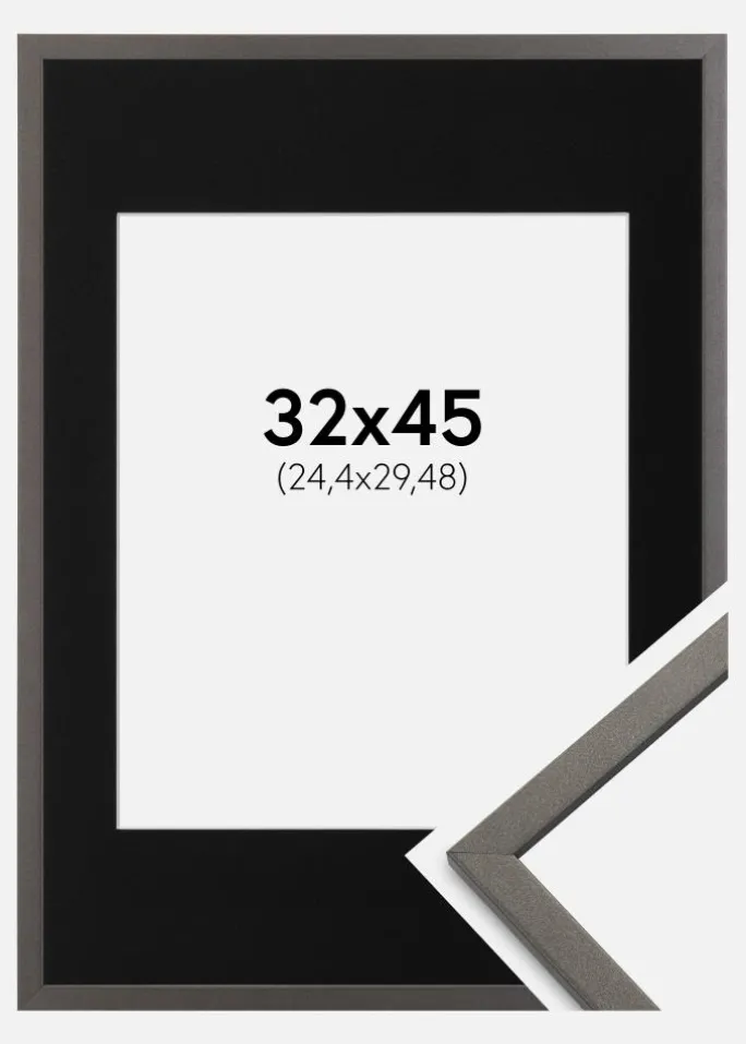Ramme Edsbyn Grafit 32x45 cm - Passepartout Sort 10x12 inches