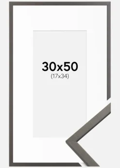 Ramme Edsbyn Grafit 30x50 cm - Passepartout Hvid 18x35 cm