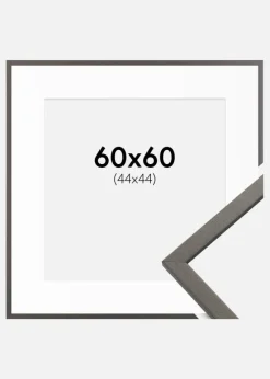 Ramme Edsbyn Grafit 60x60 cm - Passepartout Hvid 45x45 cm