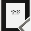 Ramme Edsbyn Grafit 40x50 cm - Passepartout Sort 27,5x37 cm