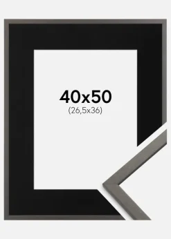 Ramme Edsbyn Grafit 40x50 cm - Passepartout Sort 27,5x37 cm