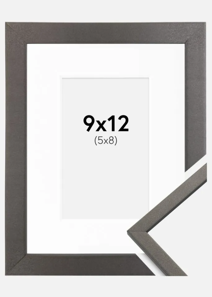 Ramme Edsbyn Grafit 9x12 cm - Passepartout Hvid 6x9 cm