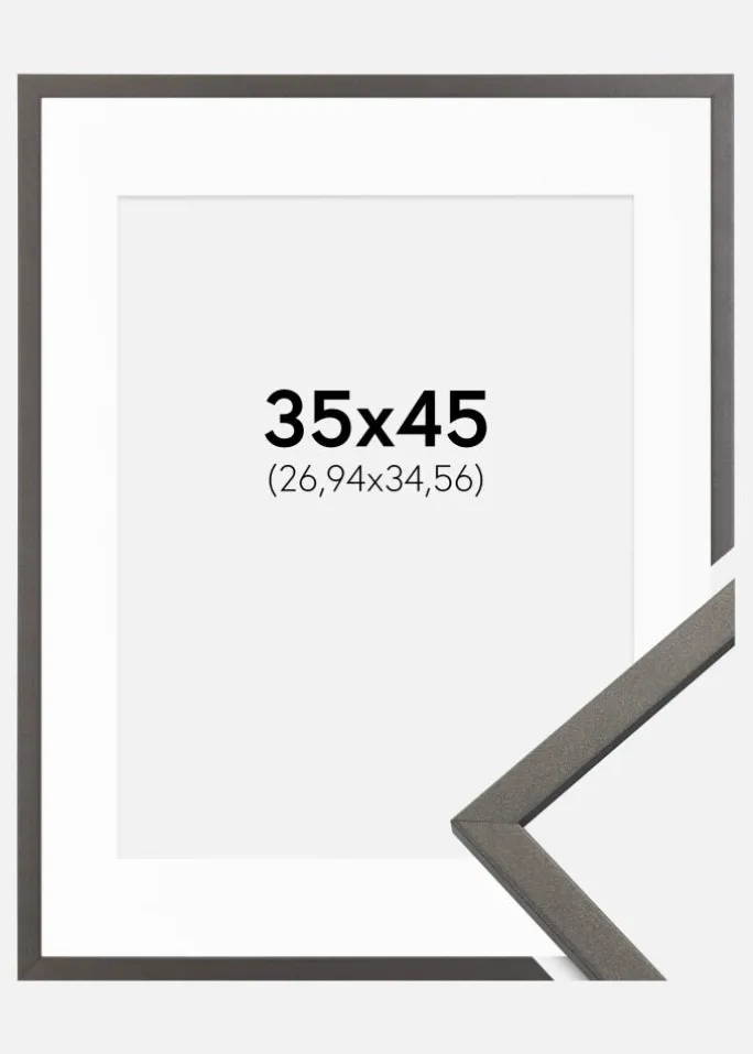 Ramme Edsbyn Grafit 35x45 cm - Passepartout Hvid 11x14 inches