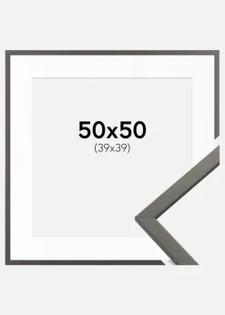 Ramme Edsbyn Grafit 50x50 cm - Passepartout Hvid 40x40 cm