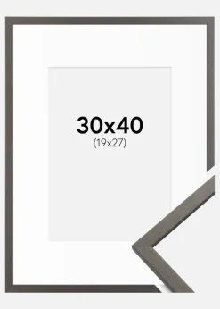 Ramme Edsbyn Grafit 30x40 cm - Passepartout Hvid 20x28 cm