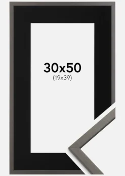 Ramme Edsbyn Grafit 30x50 cm - Passepartout Sort 20x40 cm