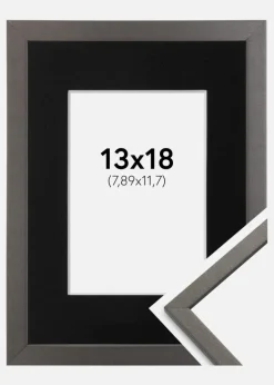 Ramme Edsbyn Grafit 13x18 cm - Passepartout Sort 3,5x5 inches