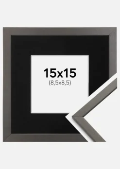 Ramme Edsbyn Grafit 15x15 cm - Passepartout Sort 9x9 cm
