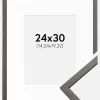 Ramme Edsbyn Grafit 24x30 cm - Passepartout Hvid 6x8 inches