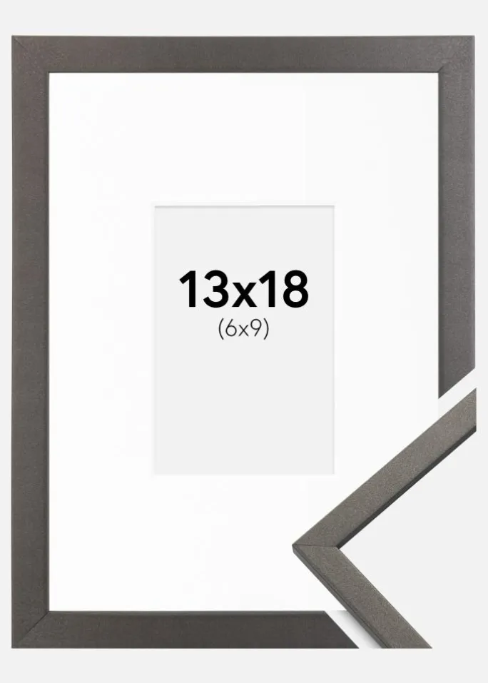Ramme Edsbyn Grafit 13x18 cm - Passepartout Hvid 7x10 cm