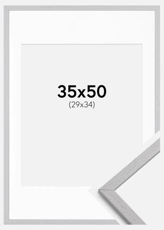 Ramme Edsbyn Grey 35x50 cm - Passepartout Hvid 30x35 cm