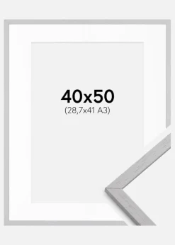 Ramme Edsbyn Grey 40x50 cm - Passepartout Hvid 29,7x42 cm (A3)
