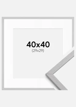 Ramme Edsbyn Grey 40x40 cm - Passepartout Hvid 30x30 cm