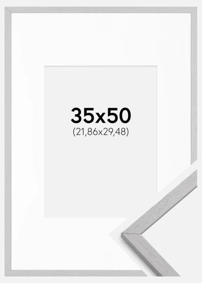 Ramme Edsbyn Grey 35x50 cm - Passepartout Hvid 9x12 inches