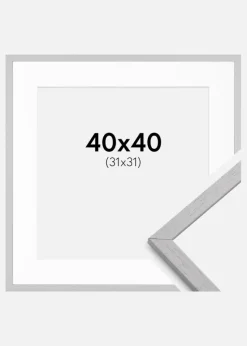 Ramme Edsbyn Grey 40x40 cm - Passepartout Hvid 32x32 cm