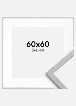 Ramme Edsbyn Grey 60x60 cm - Passepartout Hvid 45x45 cm