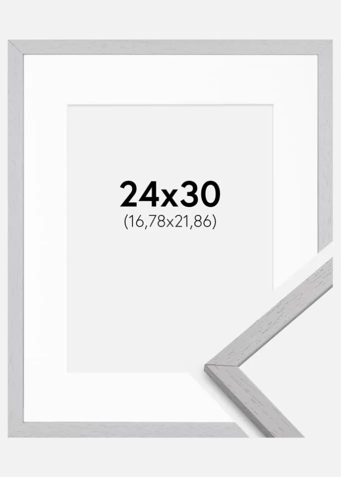 Ramme Edsbyn Grey 24x30 cm - Passepartout Hvid 7x9 inches