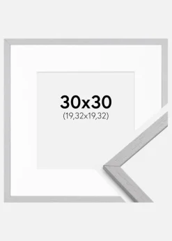 Ramme Edsbyn Grey 30x30 cm - Passepartout Hvid 8x8 inches