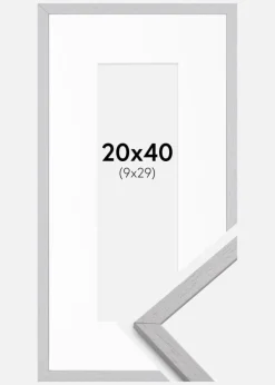 Ramme Edsbyn Grey 20x40 cm - Passepartout Hvid 10x30 cm